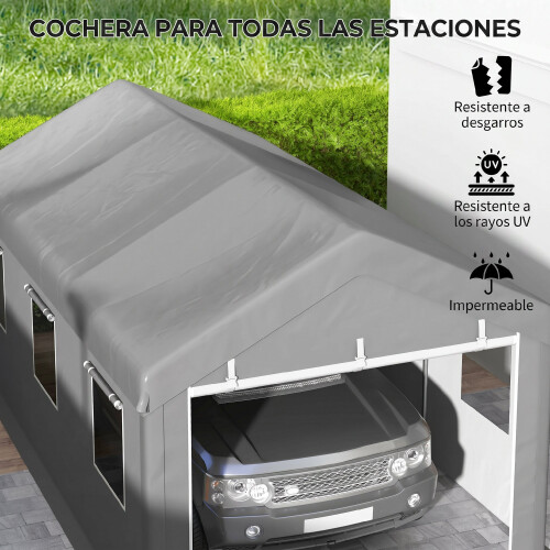 Outsunny Carpa para Garaje Gris 600 x 295 x 278 cm 2