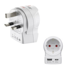Reisadapter "EU naar VK", 1 x USB-A, 1 x USB-C (PD), 20 W
