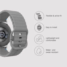 Pulsera - JUSTIN - Galaxy Watch8 / Watch8 Classic - Gris - Silicona suave - Partes metálicas sin níquel