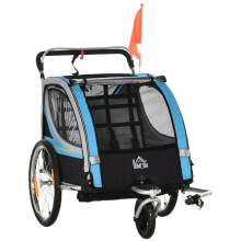Kinderanhänger, Buggy, 5-Punkt-Sicherheitsgurt, Universalkupplung, Stahl, blau, 142 x 75 x 101 cm
