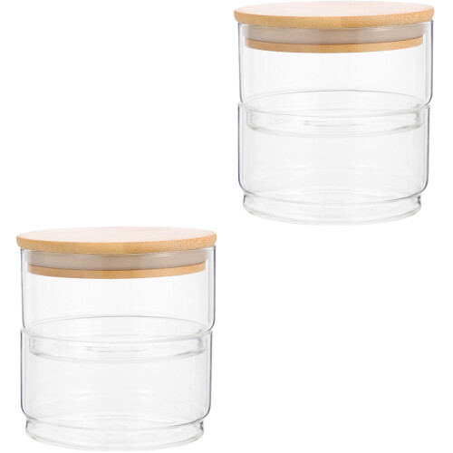 2Ensembles Boîtes En Verre Couvercles Pour Café Snacks 1