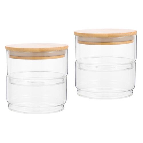 2Ensembles Boîtes En Verre Couvercles Pour Café Snacks 2