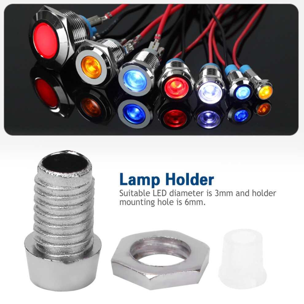 100 Pcs 3mm LED Sockets Chrome Bezel Plastic