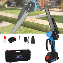 (2x4.0Ah Batteries) Mini Chainsaw 8Inch, Cordless Chainsaw Brushless with Chain, Electric Power Chainsaw for Tree Branches, Courtyard, and Garden