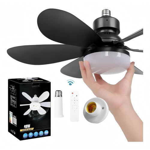 52cm Socket Ceiling Fans with Lights and Remote E27/B22 Socket for Bedroom