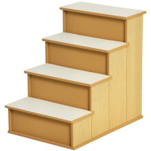 Haustiertreppe, für Hunde/Katzen, 4 Stufen, Kurzplüsch, bis 30 kg, 40 x 59 x 54,2 cm, Natur