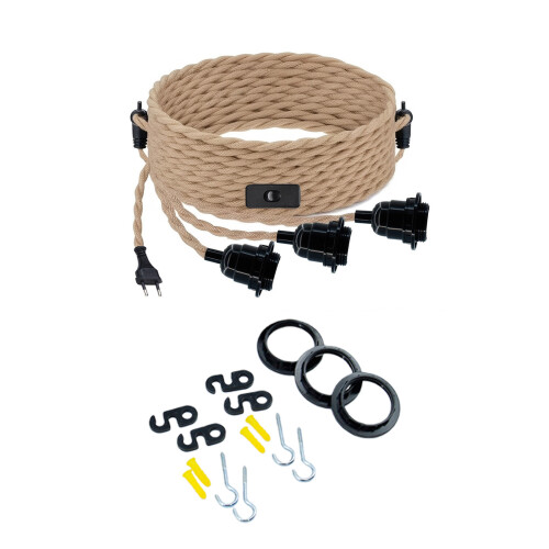 Corde torsadée lampes suspendues cordon E27 Extension câble de