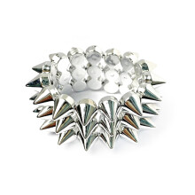 Retro Punk Style Rivet Elastic Bracelet Comfortable-silver