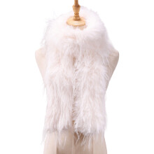 Furry Warm Winter Long Haired Shawl Cold Weather Scarf-White