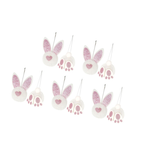 Rabbit Butt and Ear Hanging Ornament for Easter-White