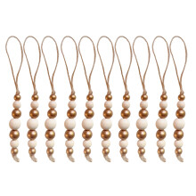 10Pcs Handmade Wood Bead Decoration With Hanging Rope For-4