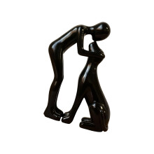 Human Dogs Statue Figurines Man and Dog Sculptures-Black