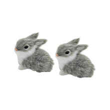 Figurine de lapin en fausse fourrure, Statue de lapin-Gris