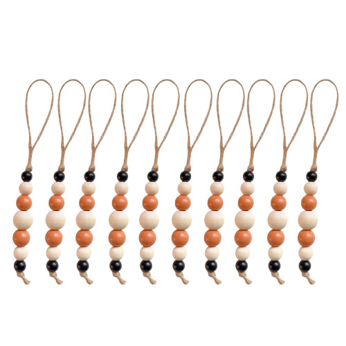 Décoration de perles en bois faites à la main, 10 pièces,-12