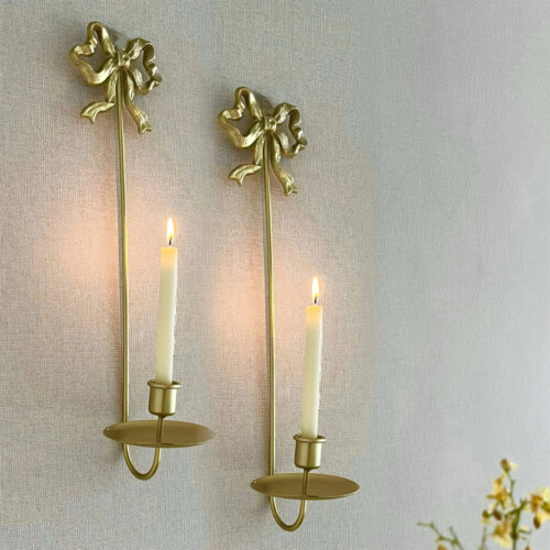 Wall Mounted Decorative Candle Holders Wall Mount Iron-Pink 1