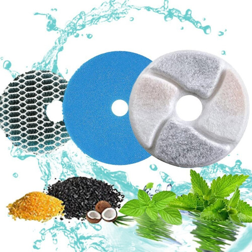 Pet Water Fountain Filter Replacement 10.5cm with C-Shaped Sponge (5-Pack) 1