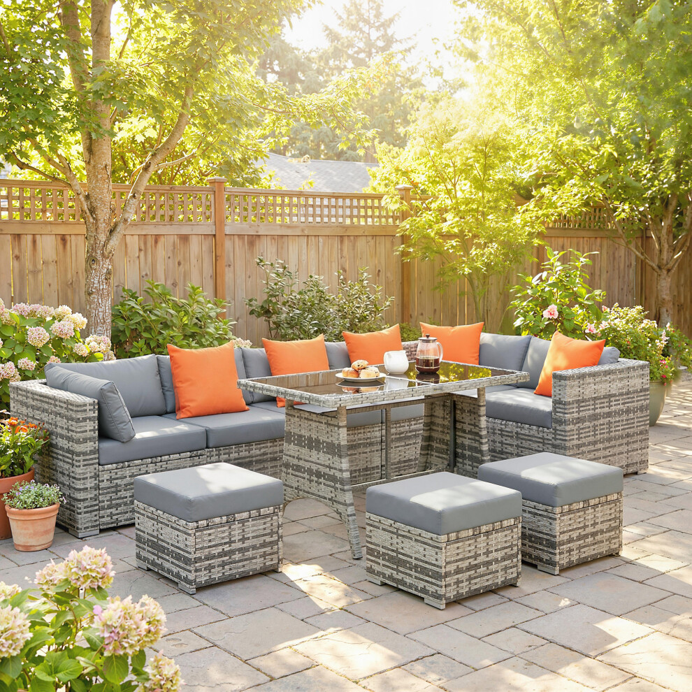 Outsunny 10 Piece Rattan Garden Furniture Set, Outdoor Patio Furniture