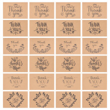 48Sets Kraft Paper Thank-You Cards with Envelopes Light Brown Festival