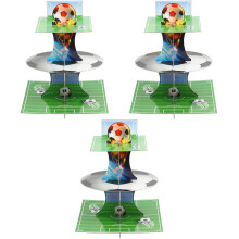 6Sets Mehrfarbiger Papier Kuchenständer Fußball Design Für Dessert