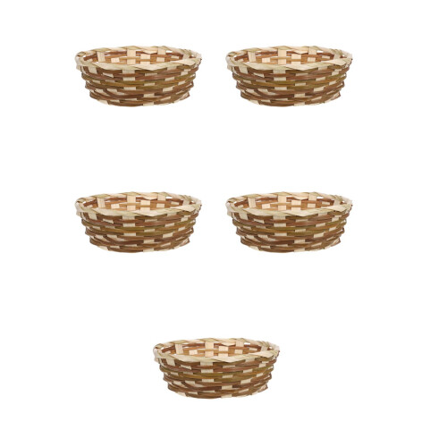 5Pièces Panier Décoratif En Bambou Pour Fruits Snacks