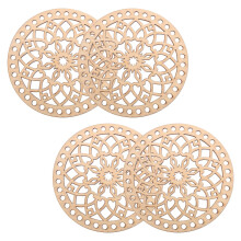 4Pièces Bases De Sac Panier En Bois Beige Creux Pour Projets DIY