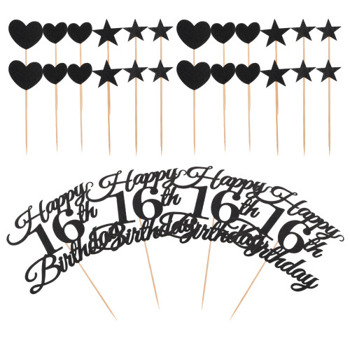 10Ensemble Cake Topper 16 Cœurs Étoiles Décorations