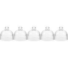 5Pièces Cloche De Protection Beige En Verre Pour Gâteaux Desserts
