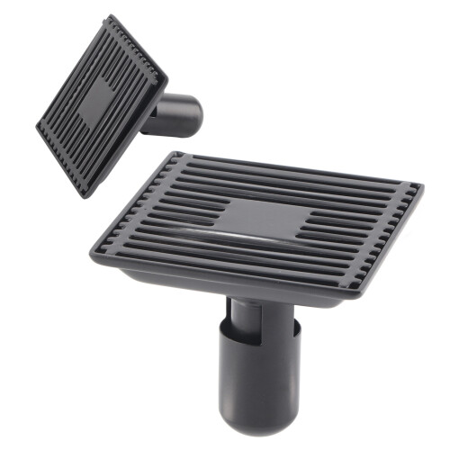 12cm Black Shower Drain Grille Set 2