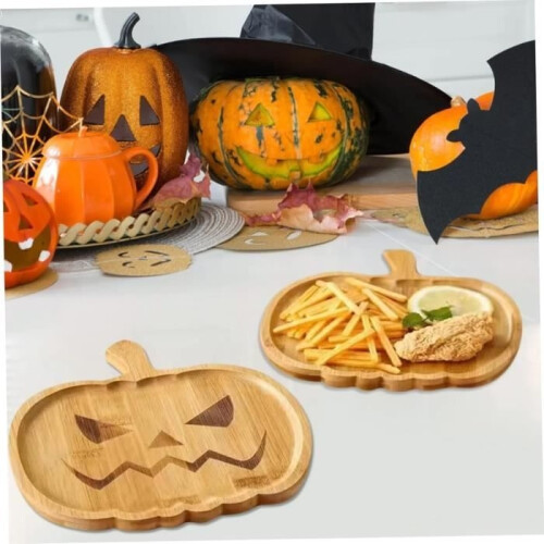 Δίσκος Σερβιρίσματος - Κολοκύθα Halloween - Μασίφ Ξύλο - 12x7.9x0.6 - Διακόσμηση Πάρτι 2