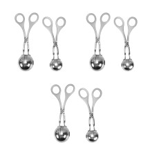 6Pcs Stainless Steel Meatball Maker Non-Stick Scoop with Handle Silver