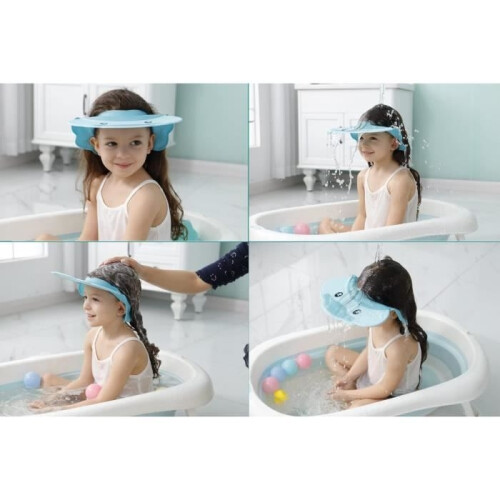 Blue Baby Shower Cap, Adjustable Visor Bath Caps, Shampoo Hat 1