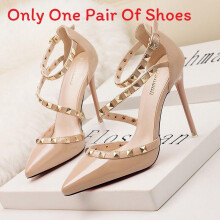 (Khaki,39)Stylish High Heel Sandals With Shine Pu Material For Elegant Office Wear Outings