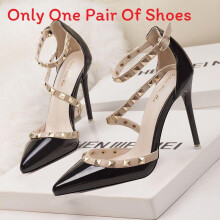 (Black,36)Stylish High Heel Sandals With Shine Pu Material For Elegant Office Wear Outings