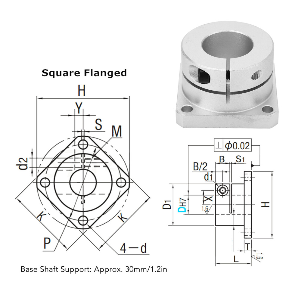 D30mm Square Flange Linear Bearing Gcr15