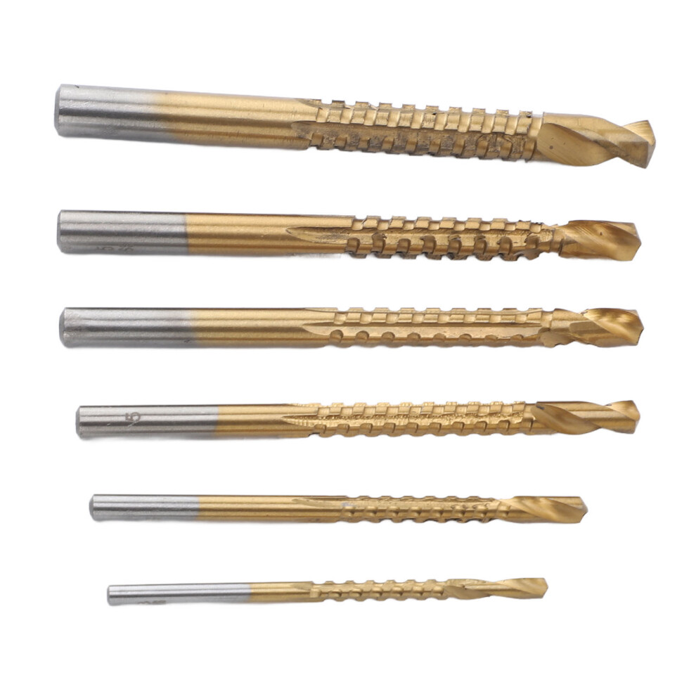 Titanium Coated Serrated Drill Bits 6pc