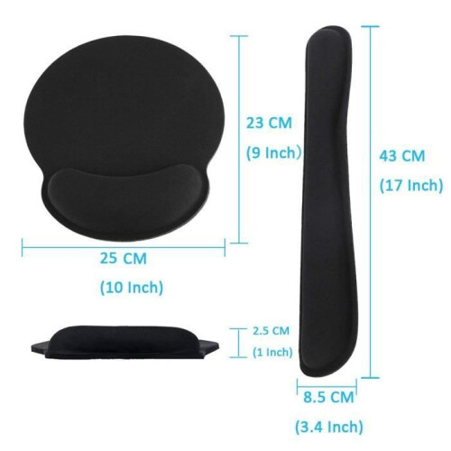 Mouse pad - Εργονομικό - Silica gel - Μαύρο - Αντιολισθητικό - 25,5 x 23 cm 2