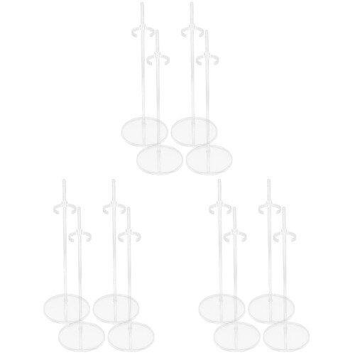 12Pcs Transparent Plastic Doll Stands Adjustable Doll Display Holders