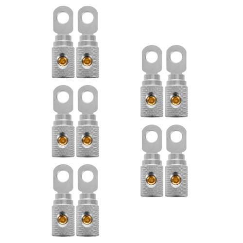 10Pcs Copper Car Audio Ring Terminal Connectors Silver Screw Fixing