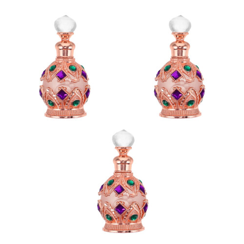 3Pcs Decorative Glass Bottles Refillable Perfume Containers Multicolor