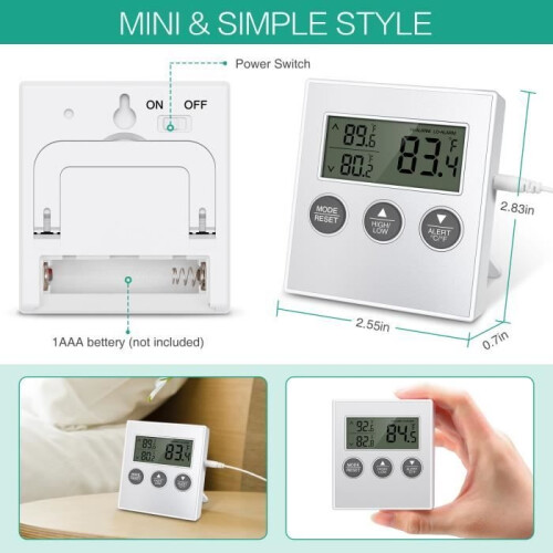 Fridge Freezer Thermometer, Refrigerator Thermometer (White) 1