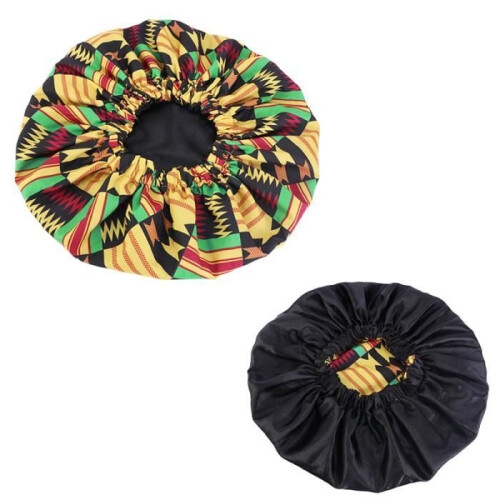 Satin Nightcap - Lake Blue - African Print - Extra Large - Silky 1
