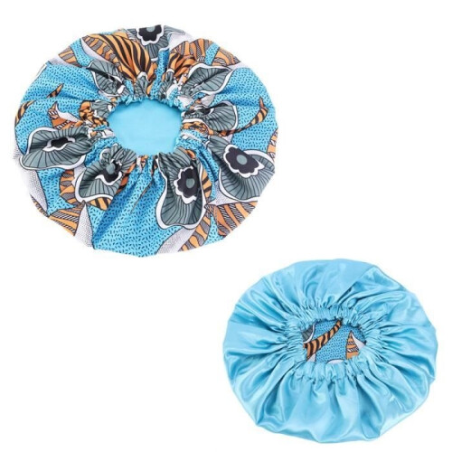 Satin Nightcap - Lake Blue - African Print - Extra Large - Silky 2