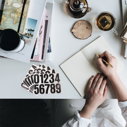 10Feuilles Stickers Adhésifs Numéros Vinyle Noir Imperméables DIY 2