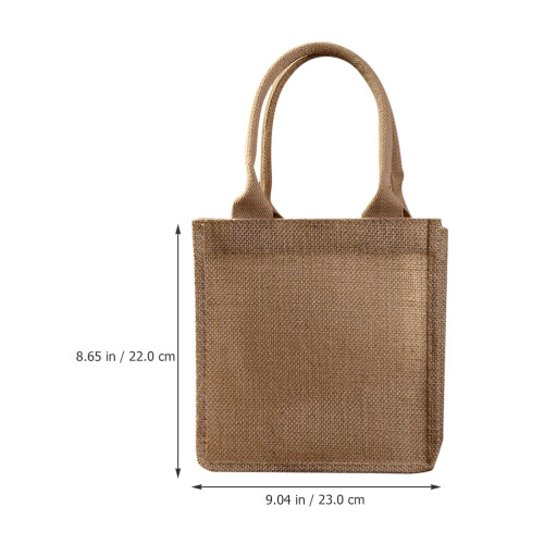 1Sac Épicerie Jute Naturel Marron Clair Réutilisable Poignées 1