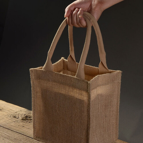 1Sac Épicerie Jute Naturel Marron Clair Réutilisable Poignées 2