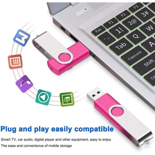 Pack of 10 SRVR 8GB Multicolored USB Flash Drives - Flash Memory - USB 2.0 - With Indicator Caps