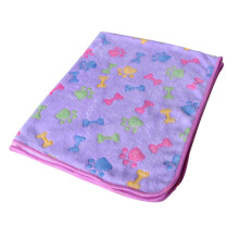 (Purple, 76*53CM) Pet 1pc Cute Small Large Warm Paw Print Dog Puppy Fleece Soft Beds Blanket Mat