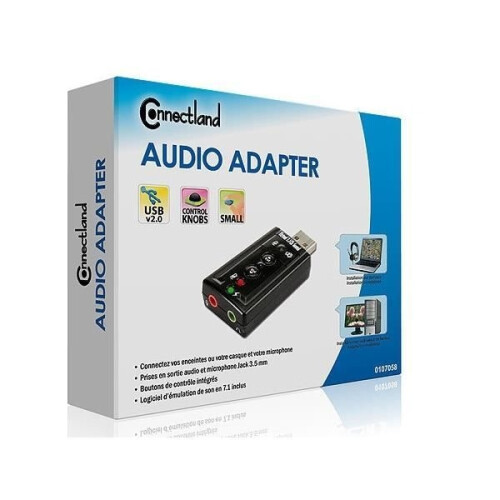Connectland AD-USB-TO-AUDIO-MIN USB Audio Adapter - Black 2