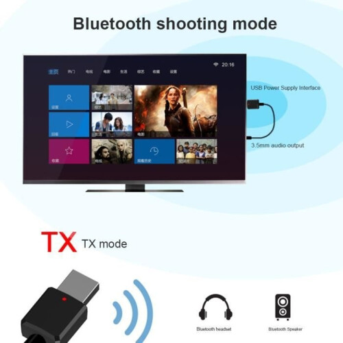 USB Bluetooth 5.0 Music Transmitter Receiver Dongle Adapter for Car, PC, TV 2