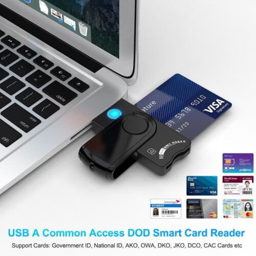 4-in-1 SIM Card Reader, Micro SD Chip for DOD Common Access CAC/SIM/ID/IC Bank, Compatible with Windows/Vista 1